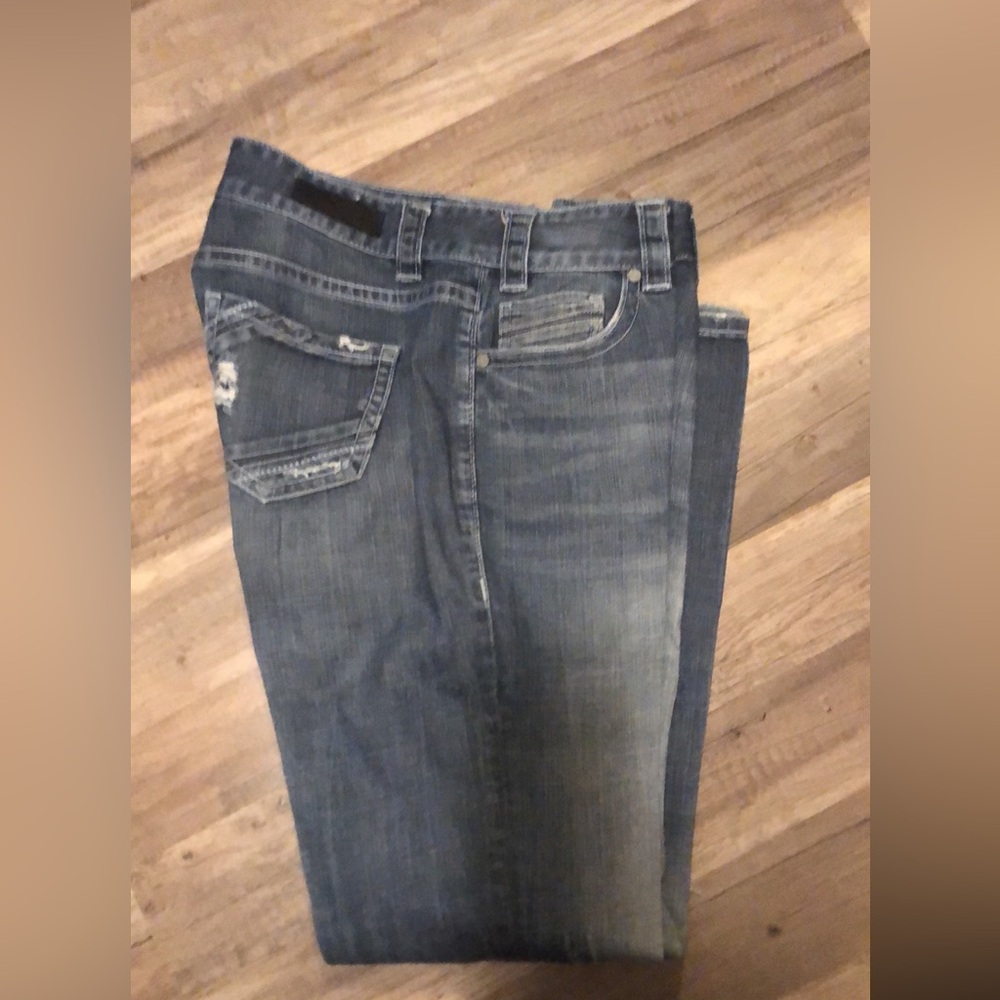 Rock & Roll Boyfriend Distressed jeans Size 26x32. Cowgirl western starched